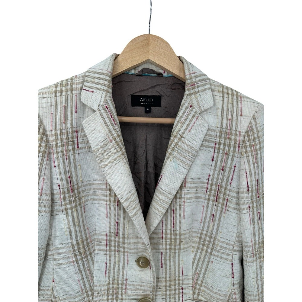 Zanella Linen Blend Tweed Jacket Womens 6 Career Corpcore Business Preppy Work - Picture 10 of 10